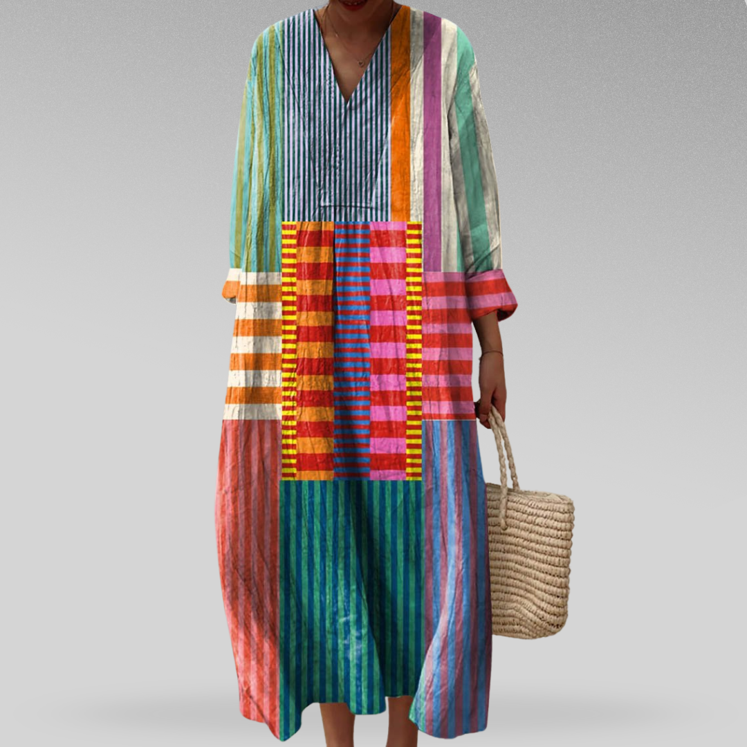 Elena Vero | Geometrische Midi-jurk met Elegante Uitstraling
