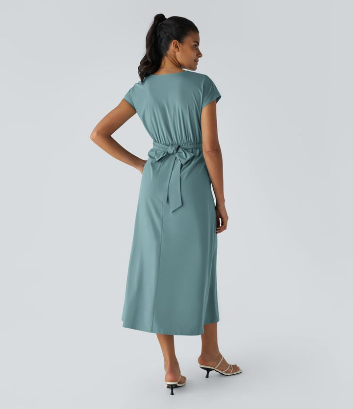 Aylen | Elegante Wikkeljurk met Hoge Taille en Vrouwelijke Uitstraling