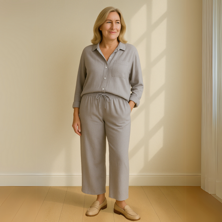 Maren™ | 2-delige set – Blouse & wijde broek