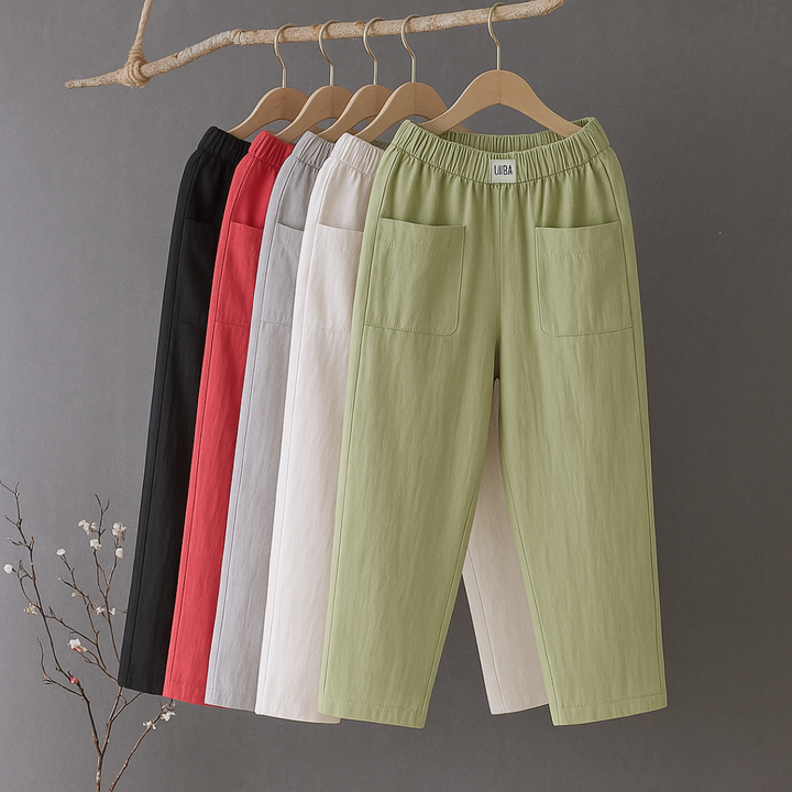 Tara™ | Casual Katoen-Linnen Broek met Elastische Tailleband