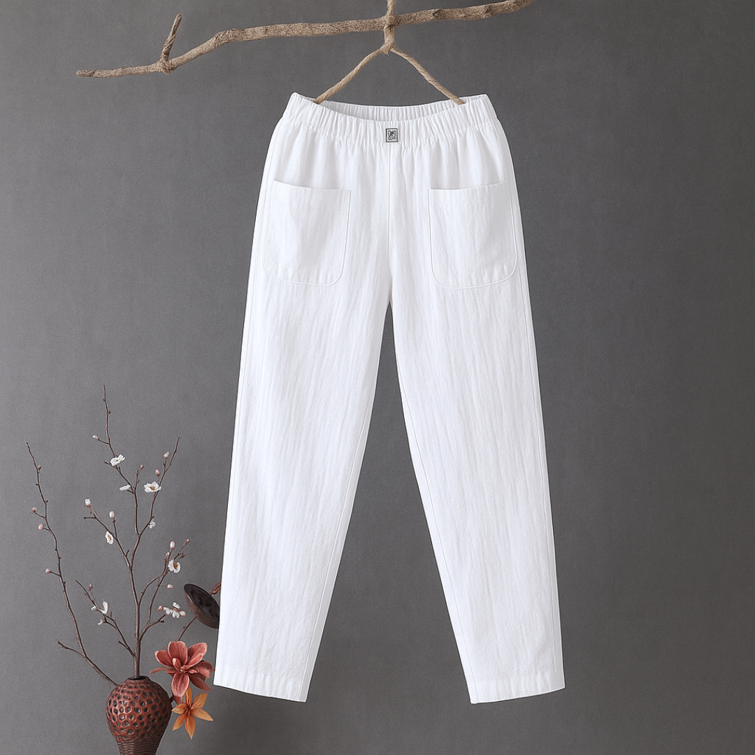 Tara™ | Casual Katoen-Linnen Broek met Elastische Tailleband