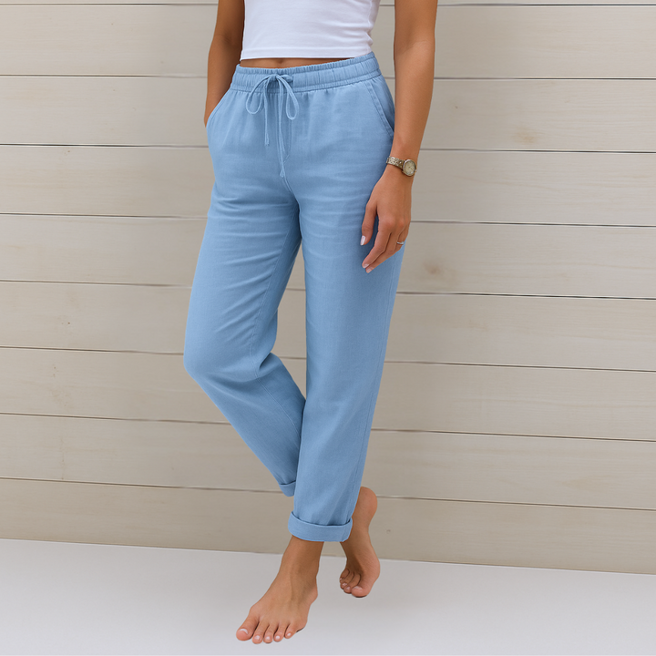 Leona | Luxe Linnen Stretchbroek met Ademend Comfort
