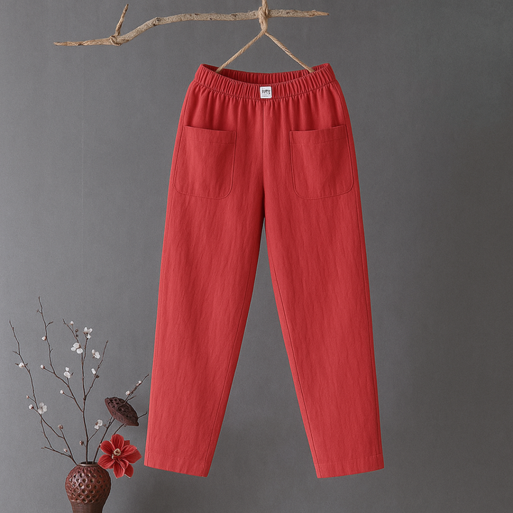 Tara™ | Casual Katoen-Linnen Broek met Elastische Tailleband