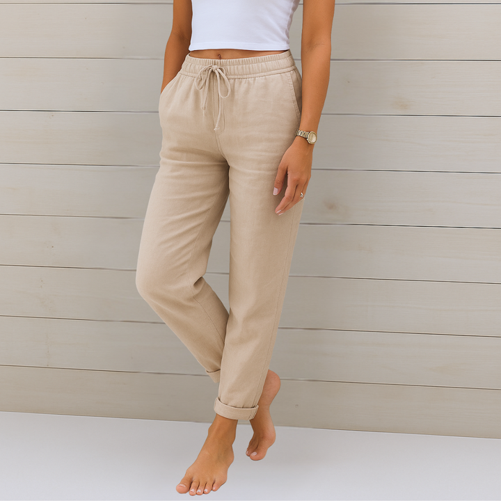 Leona | Luxe Linnen Stretchbroek met Ademend Comfort