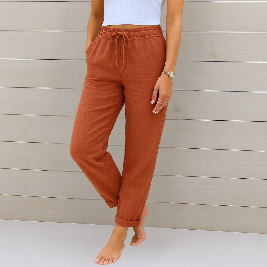 Leona | Luxe Linnen Stretchbroek met Ademend Comfort
