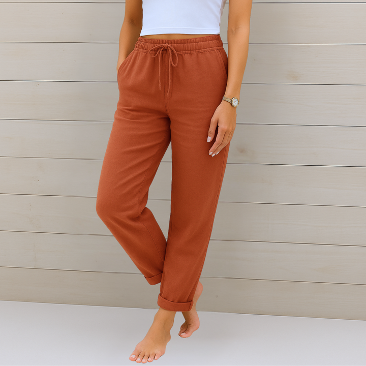 Leona | Luxe Linnen Stretchbroek met Ademend Comfort
