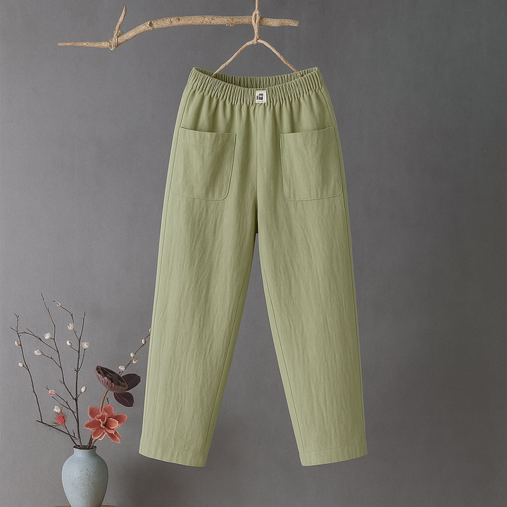 Tara™ | Casual Katoen-Linnen Broek met Elastische Tailleband