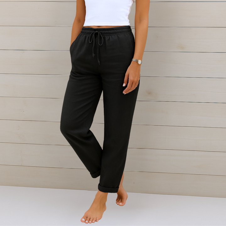 Leona | Luxe Linnen Stretchbroek met Ademend Comfort