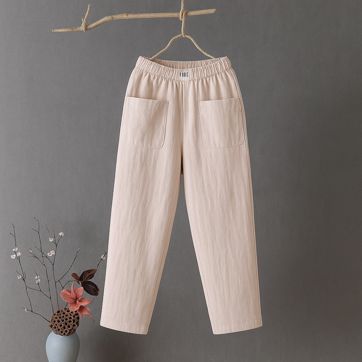 Tara™ | Casual Katoen-Linnen Broek met Elastische Tailleband