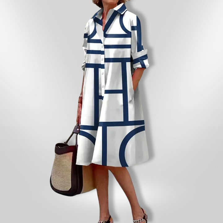 Nova | Elegante Midi Jurk met Artistiek Patroon