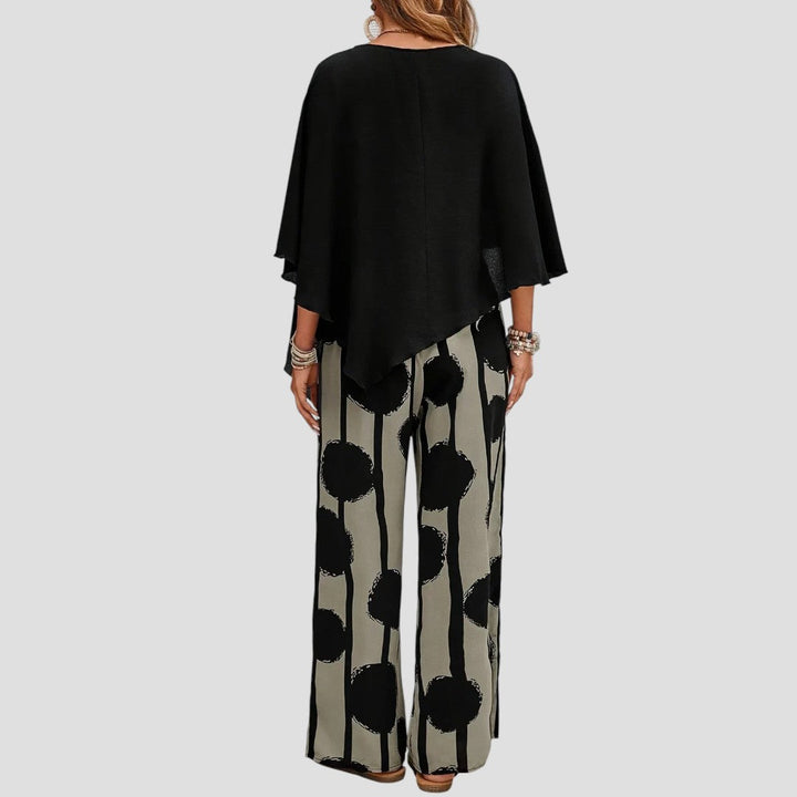 Nova™ | Moderne asymmetrische top & broek met subtiele print