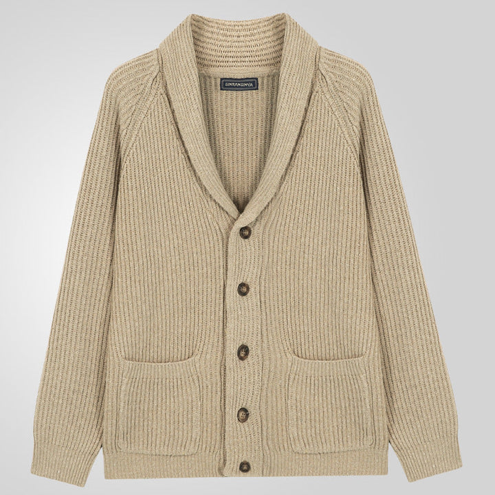 Mark™ | Gebreid Herencardigan met Kraag, Knopen en Zakken – Tijdloos en Comfortabel