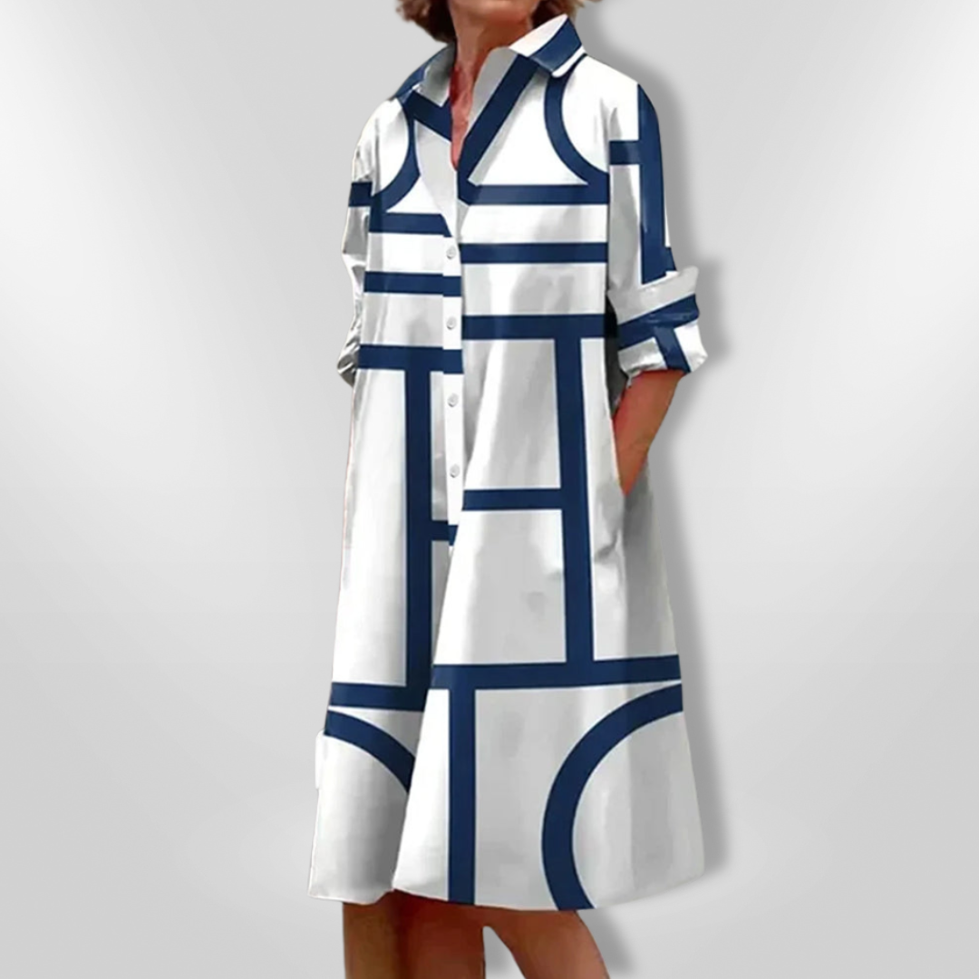 Nova | Elegante Midi Jurk met Artistiek Patroon