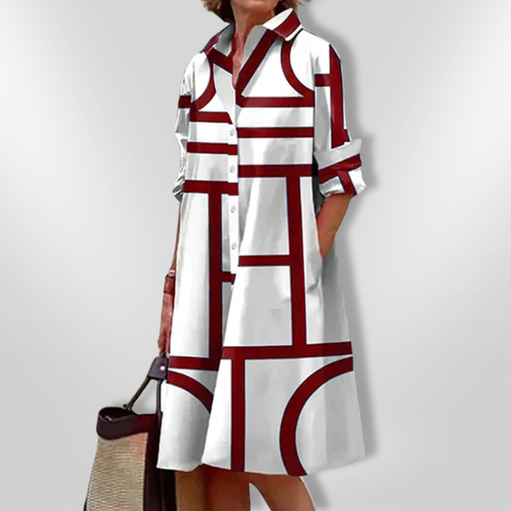 Nova | Elegante Midi Jurk met Artistiek Patroon