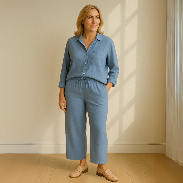 Maren™ | 2-delige set – Blouse & wijde broek