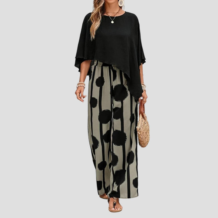 Nova™ | Moderne asymmetrische top & broek met subtiele print