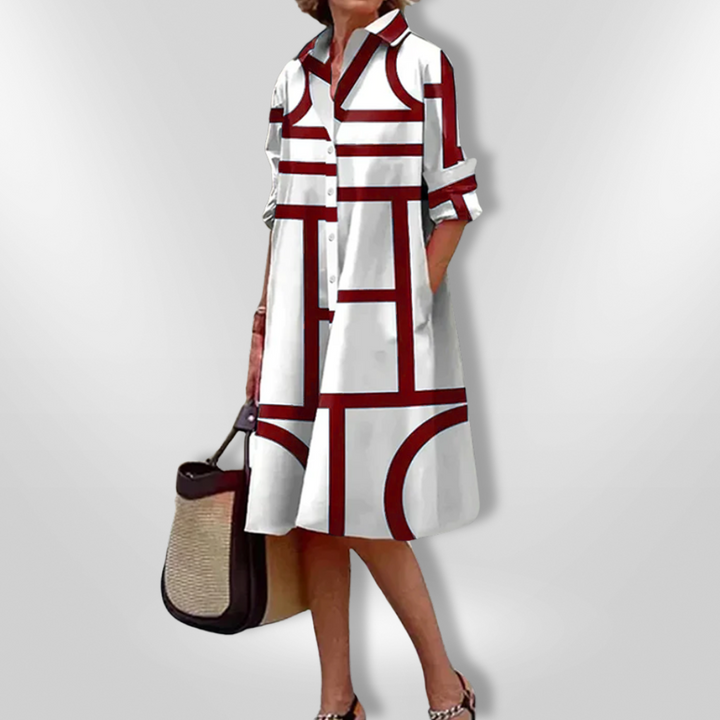 Nova | Elegante Midi Jurk met Artistiek Patroon