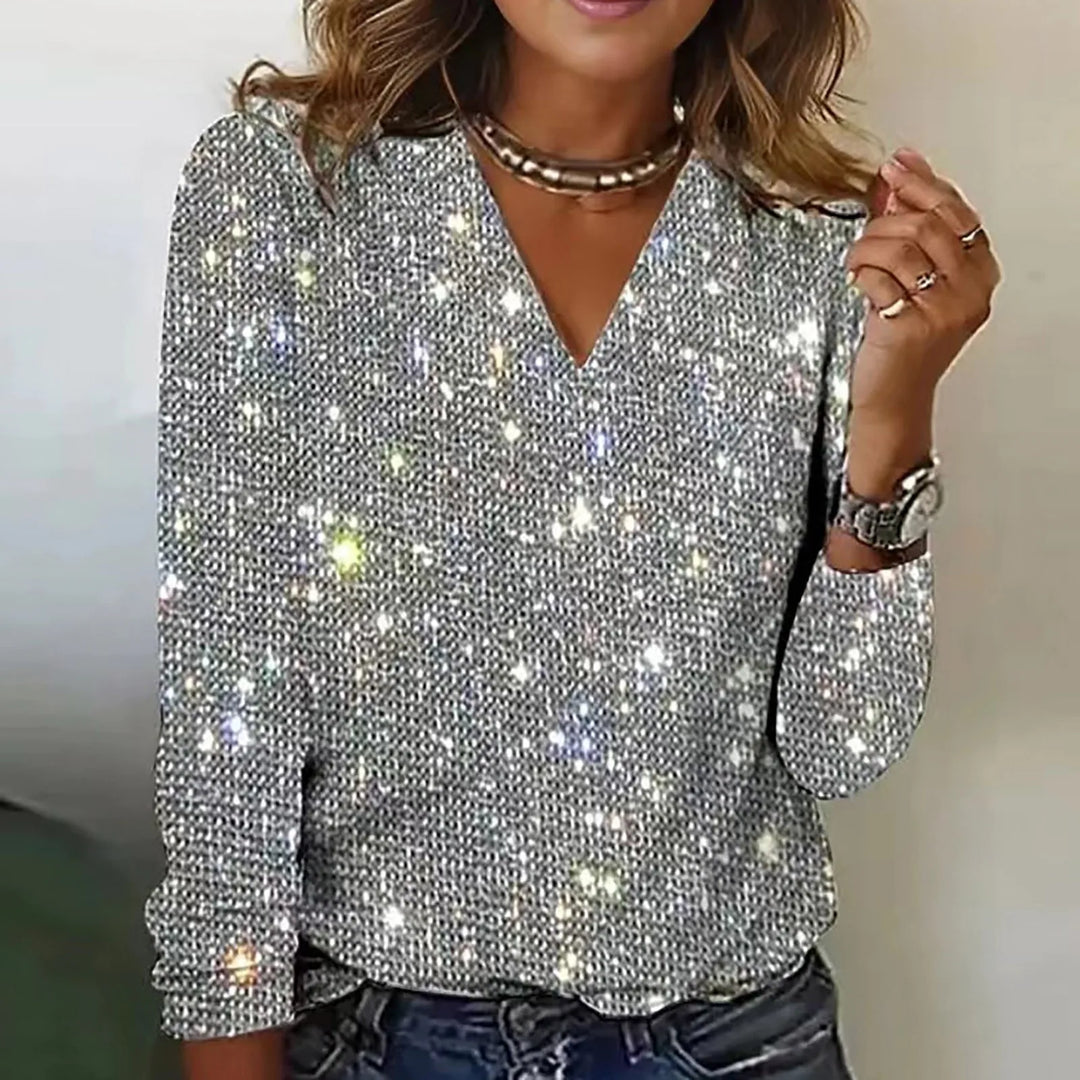Mira | Glanzende top met pailletten