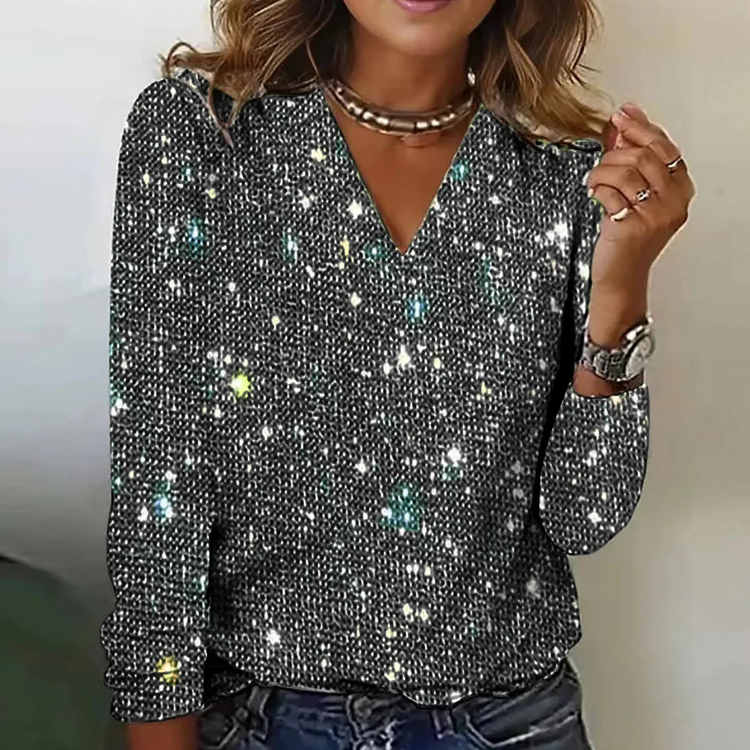 Mira | Glanzende top met pailletten