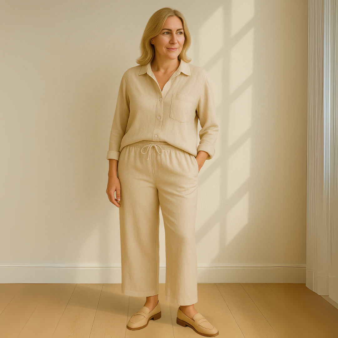 Maren™ | 2-delige set – Blouse & wijde broek