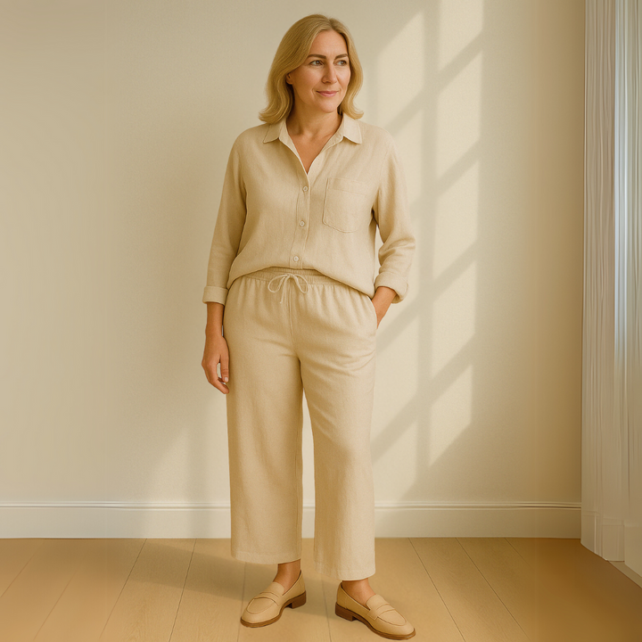 Maren™ | 2-delige set – Blouse & wijde broek