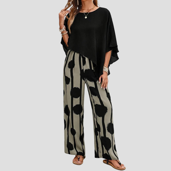 Nova™ | Moderne asymmetrische top & broek met subtiele print