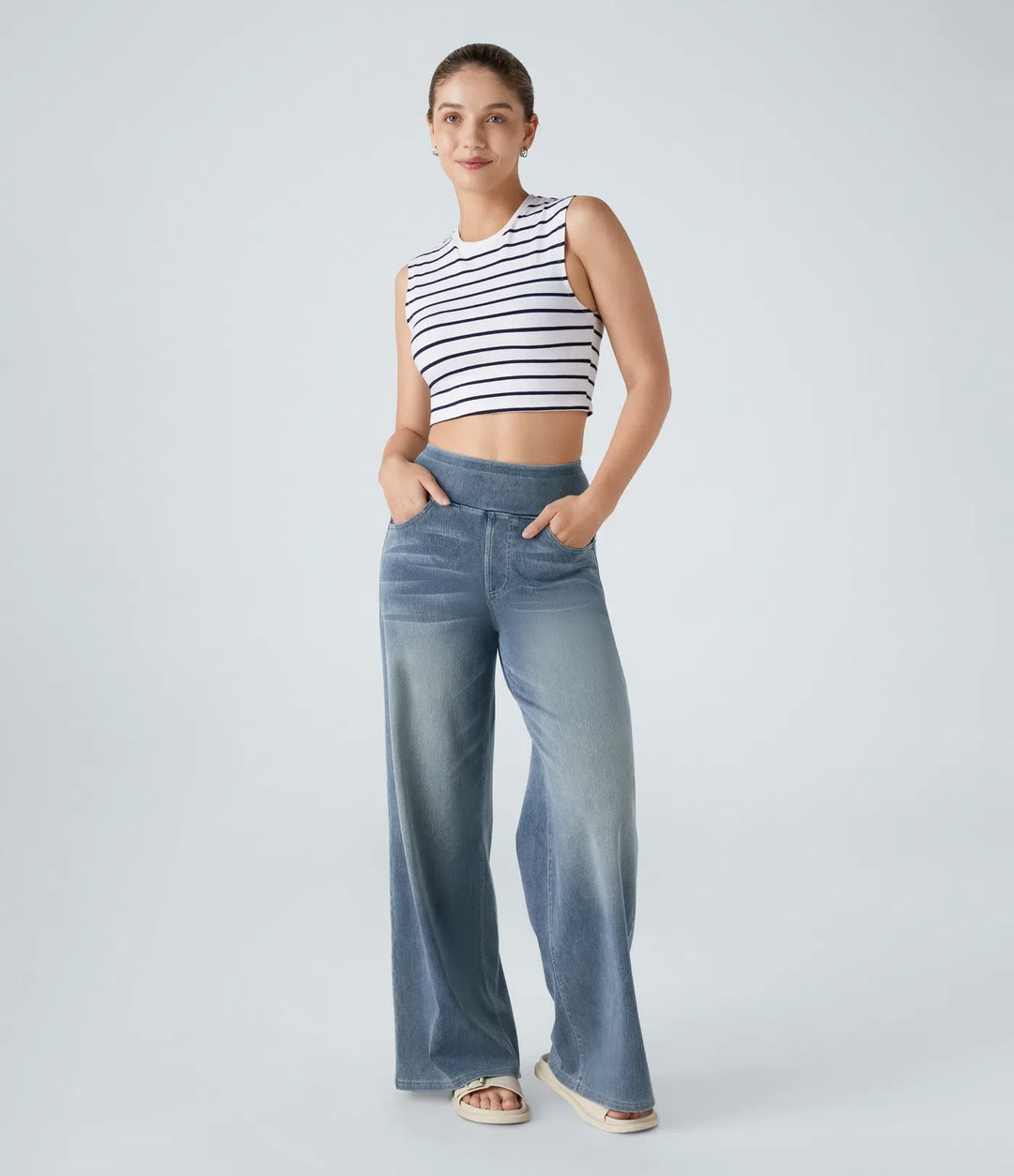 Lina | Comfortabele Hoge Taillebroek met Elastische Band