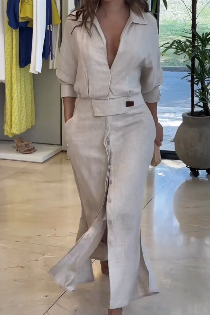 Elena | Elegante maxi-jurk met verfijnde V-hals
