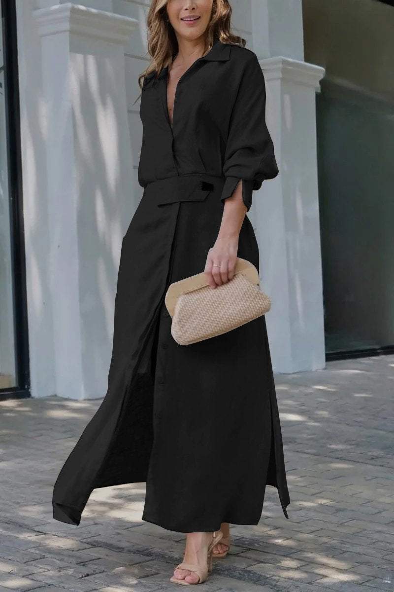 Elena | Elegante maxi-jurk met verfijnde V-hals