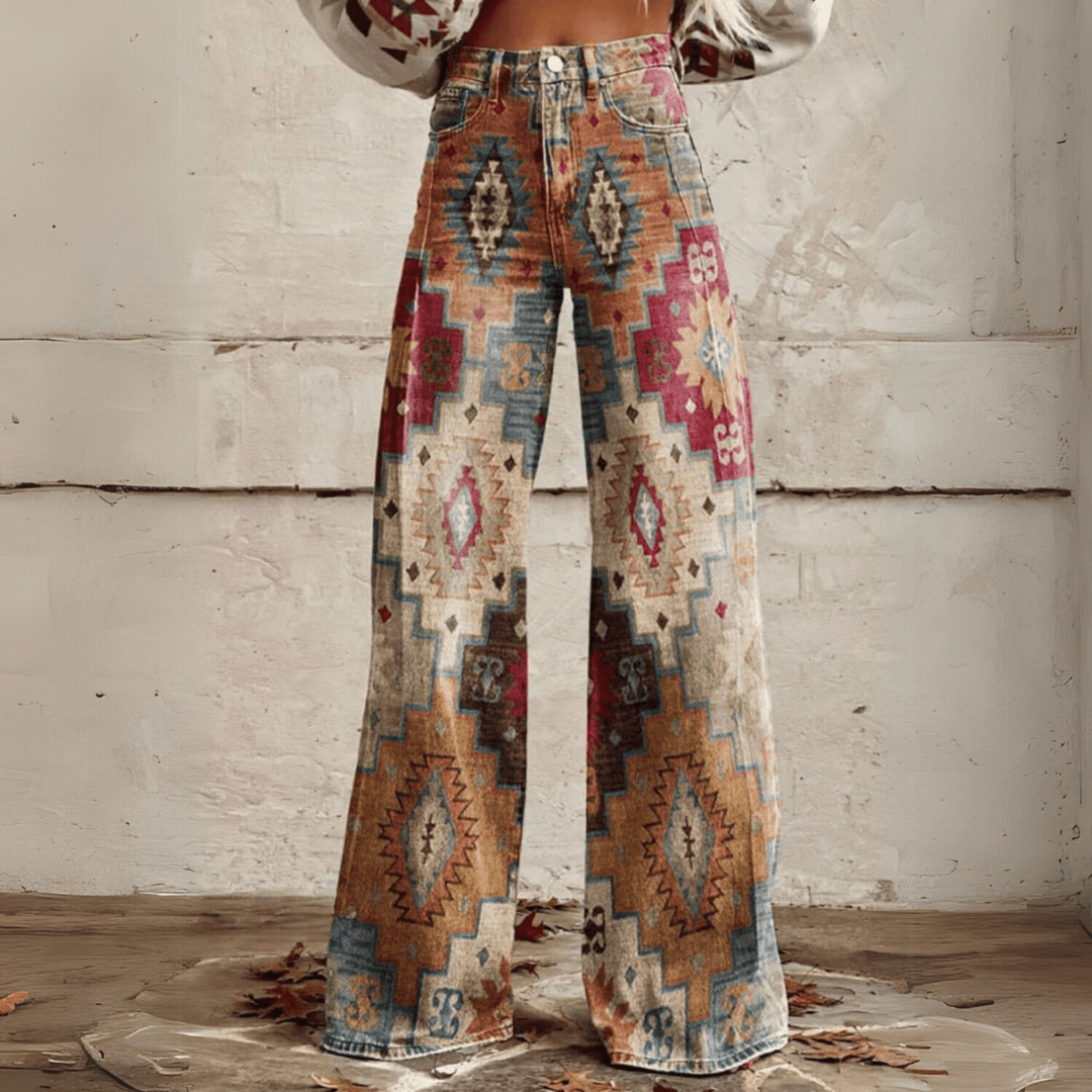Stijlvolle Vintage Boho Flared Broek
