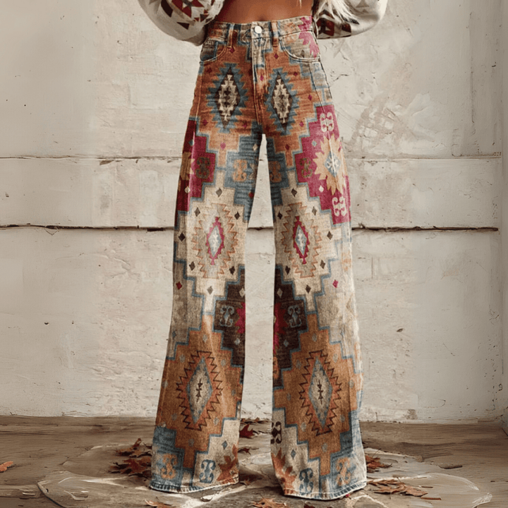 Stijlvolle Vintage Boho Flared Broek