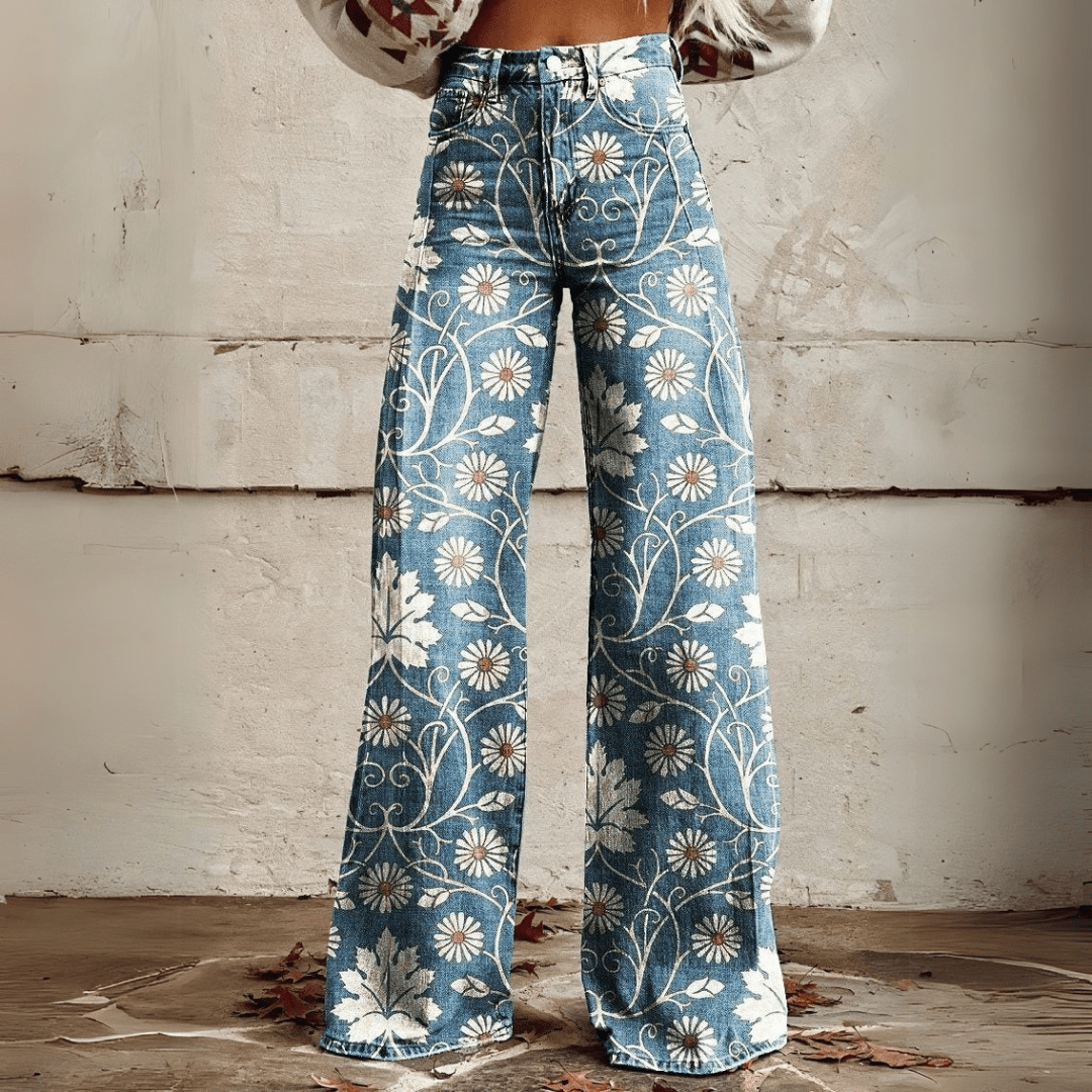 Stijlvolle Vintage Boho Flared Broek