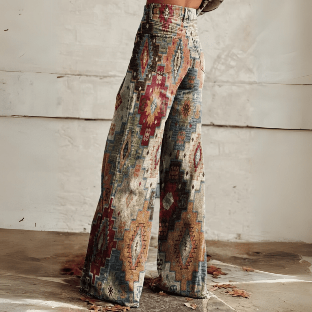 Stijlvolle Vintage Boho Flared Broek