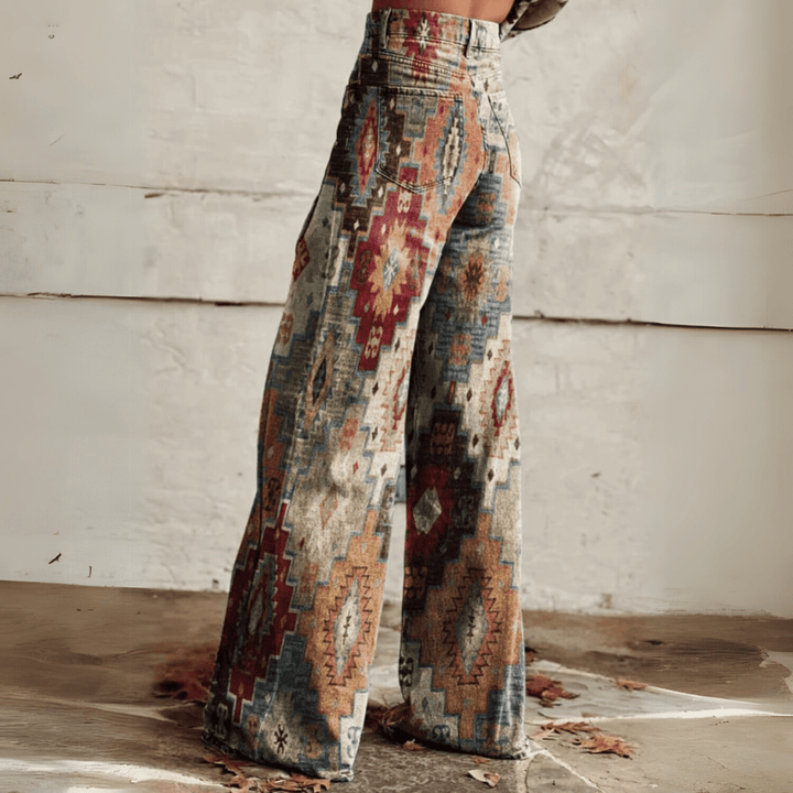 Stijlvolle Vintage Boho Flared Broek